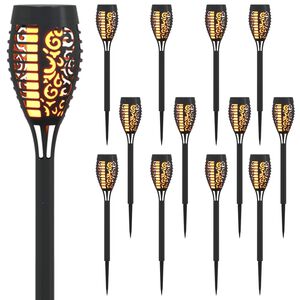 vidaXL Lampes solaires ext&eacute;rieures avec pique de sol 12 pc Blanc chaud