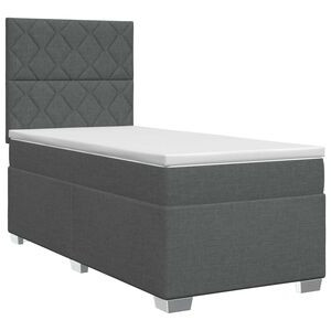 vidaXL Lit boxspring avec matelas Gris fonc&eacute; Simple Tissu