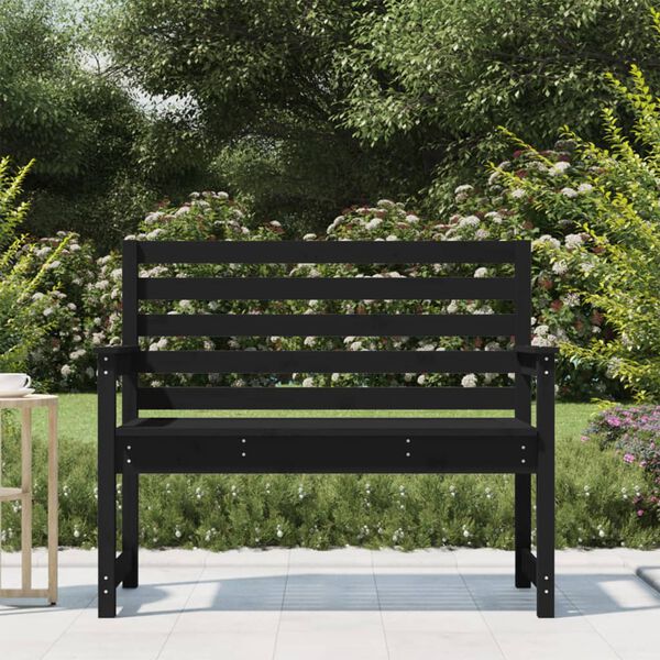 vidaXL Banc de jardin noir 109x48x91,5 cm bois massif de pin