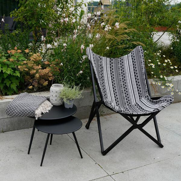 Lesli Living Chaise papillon Aztec 70x81,5x98 cm Noir et blanc