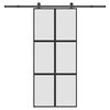 vidaXL Porte coulissante kit de quincaillerie tremp&eacute; verre aluminium