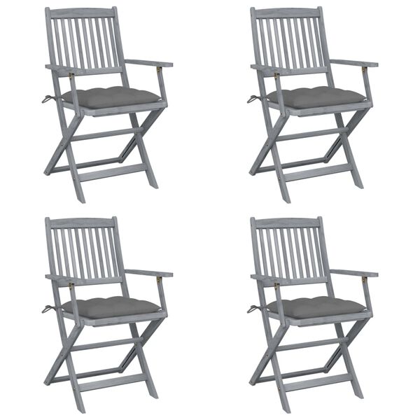 vidaXL Chaises pliables d'ext&eacute;rieur lot de 4 et coussins Bois d'acacia
