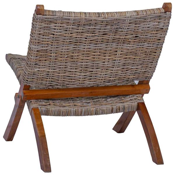 vidaXL Chaise de relaxation rotin kubu naturel et bois d'acajou massif