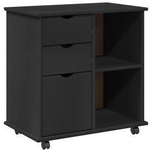 vidaXL Cabinet roulant Noir 63,5 x 39 x 65,5 cm Bois de Pin Massif