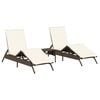 vidaXL Chaises longues lot de 2 avec table marron r&eacute;sine tress&eacute;e