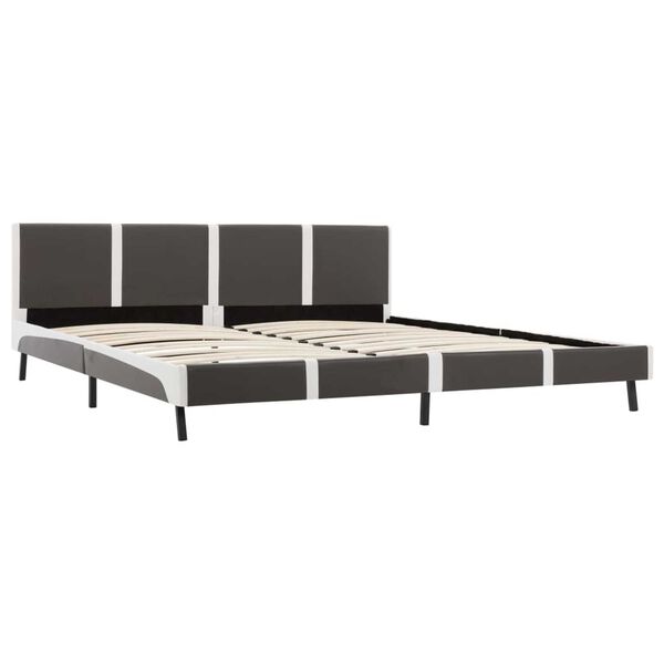 vidaXL Lit avec matelas Gris et blanc Similicuir 180 x 200 cm