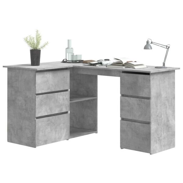 vidaXL Bureau d'angle Gris béton 145x100x76 cm Bois d'ingénierie