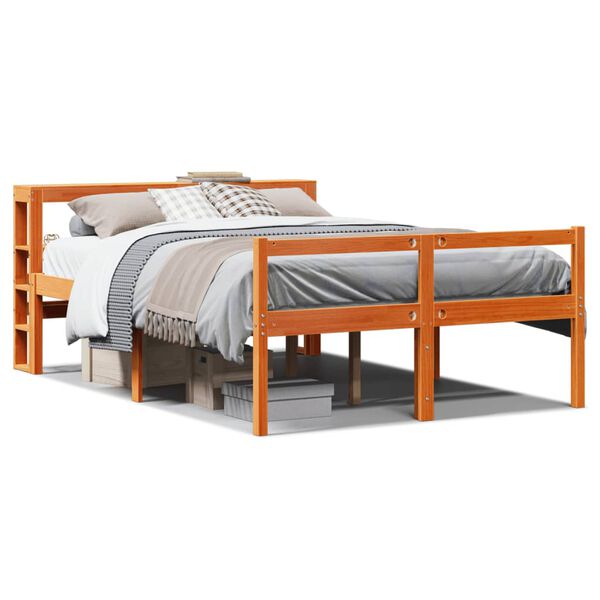 vidaXL Cadre de lit et t&ecirc;te de lit sans matelas cire marron 160x200 cm