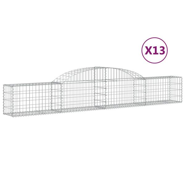 vidaXL Paniers &agrave; gabions arqu&eacute;s 13 pcs 300x30x40/60 cm fer galvanis&eacute;