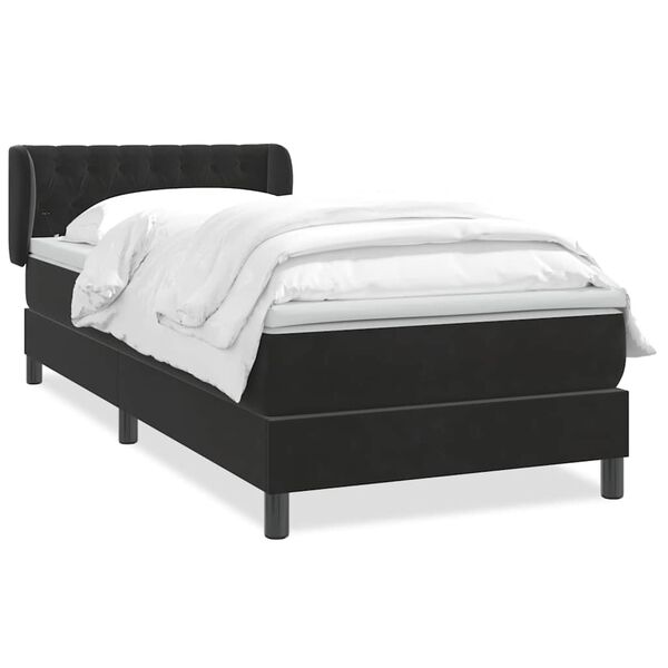 vidaXL Sommier &agrave; lattes de lit avec matelas noir 80x220 cm velours