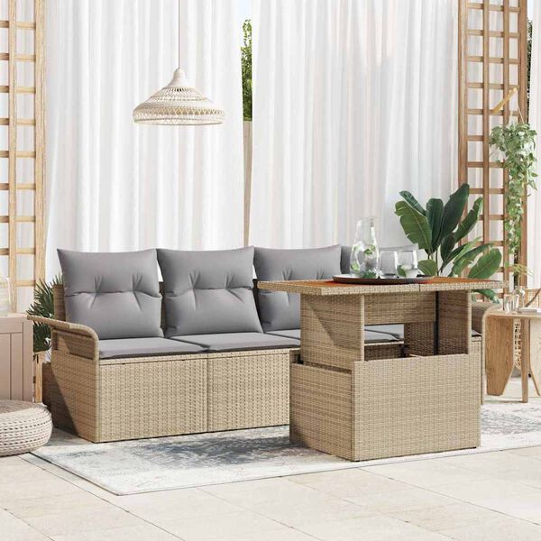vidaXL Ensemble de canap&eacute; de jardin 5 pcs beige et gris clair