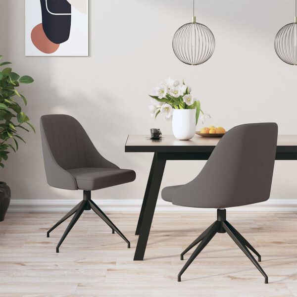 vidaXL Chaises &agrave; manger lot de 2 Gris fonc&eacute; Velours