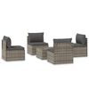 vidaXL Salon de jardin 5 pcs avec coussins Gris R&eacute;sine tress&eacute;e