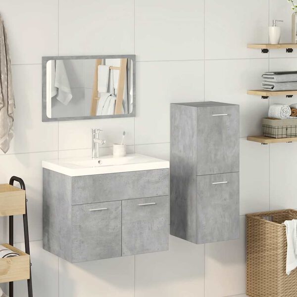 vidaXL Ensemble de meubles de salle de bain 4 pcs gris b&eacute;ton