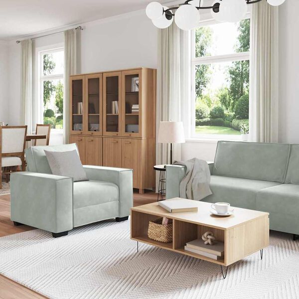 vidaXL | Ensemble de Canap&eacute;s | 3 pcs Gris 220 x 78 x 84 cm Velours