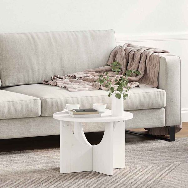 vidaXL Table basse Blanc 50 x 50 x 35 cm Bois massif en pin