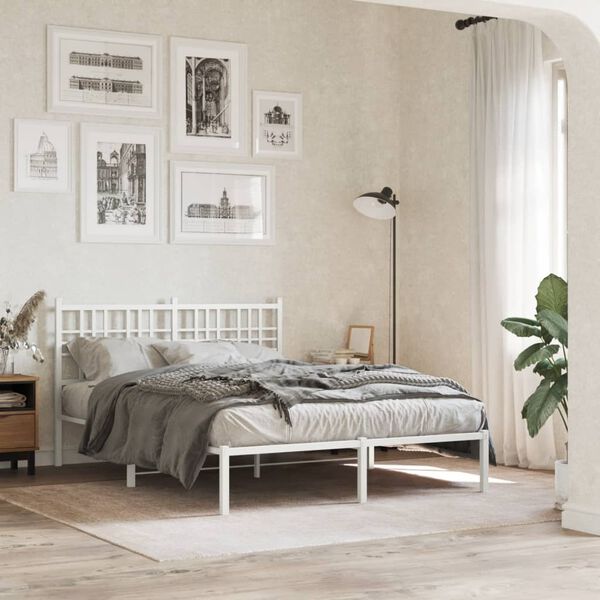 vidaXL T&ecirc;te de lit m&eacute;tal blanc 140 cm