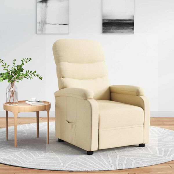 vidaXL Fauteuil inclinable Cr&egrave;me Tissu