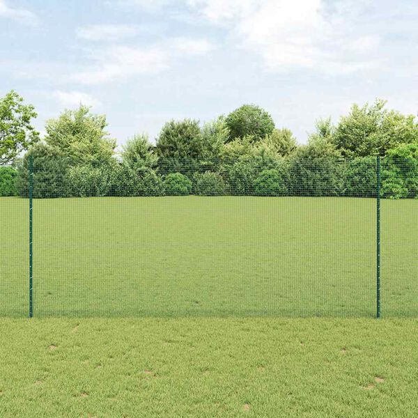 vidaXL Clôture avec poteau Vert 1,4 x 10 m Acier et PVC