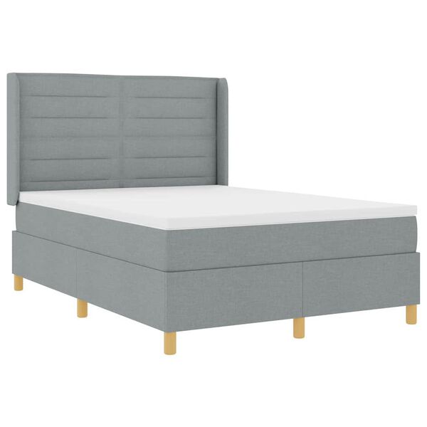 vidaXL Lit &agrave; ressorts avec matelas Gris clair 140 x 200 cm tissu