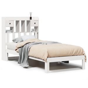 vidaXL Lit biblioth&egrave;que sans matelas blanc 90x200cm bois de pin massif