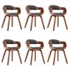 vidaXL Chaises &agrave; manger lot de 6 gris fonc&eacute; tissu et bois courb&eacute;