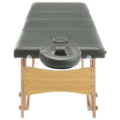 vidaXL Table de massage avec 4 zones Cadre en bois Anthracite 186x68cm