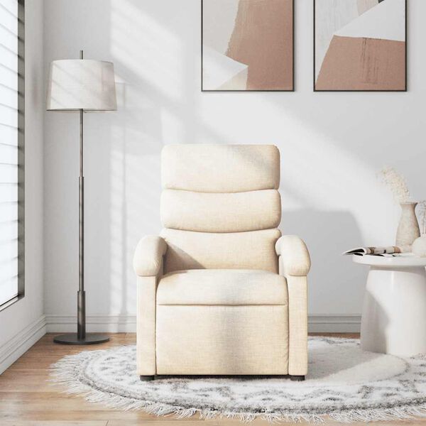 vidaXL Fauteuil de massage inclinable Cr&egrave;me Tissu