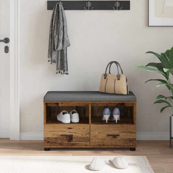 vidaXL Banc d'entr&eacute;e avec coussin Bois ancien 80 x 38 x 46 cm