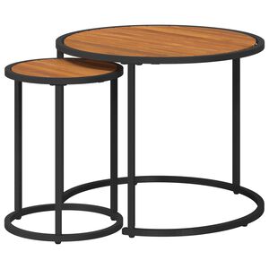 vidaXL Ensemble de tables basses 2 pcs Naturel et noir 55 x 55 x 45 cm