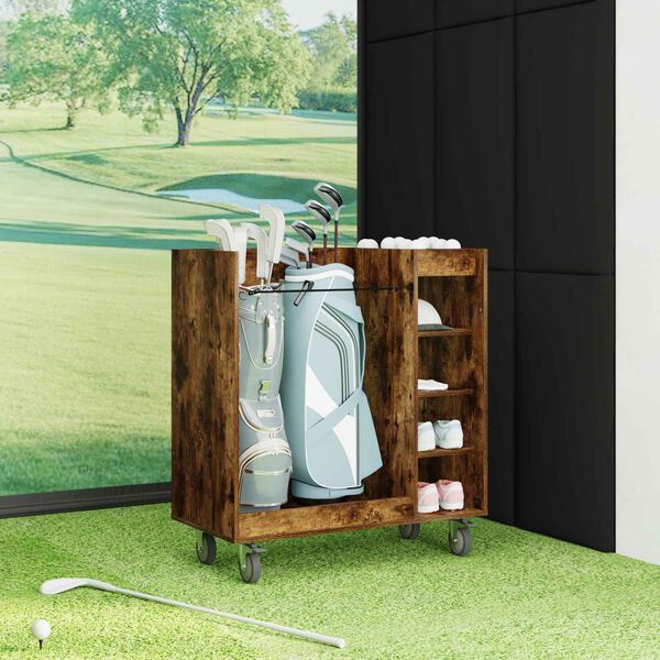 vidaXL Armoire de Golf avec roue Uni Ch&ecirc;ne fum&eacute; 90 x 45 x 98 cm
