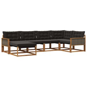 vidaXL Ensemble de canap&eacute;s d'ext&eacute;rieur 6 pc Naturel et noir