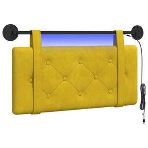vidaXL T&ecirc;te de lit suspendue Avec lumi&egrave;re LED Jaune Velours