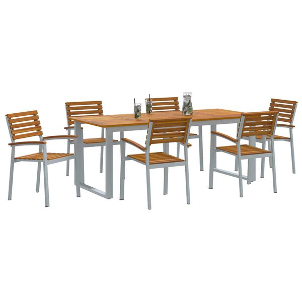 vidaXL Ensemble de salle à manger pour jardin 7 pcs Gris