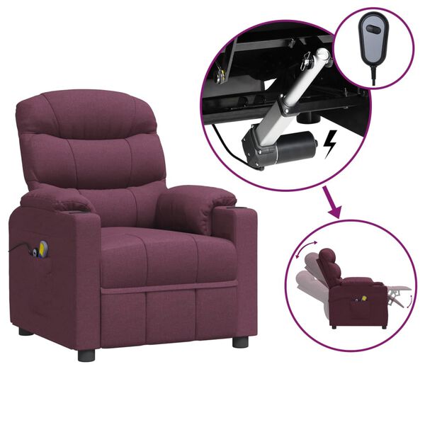 vidaXL Fauteuil &eacute;lectrique de massage Violet Tissu