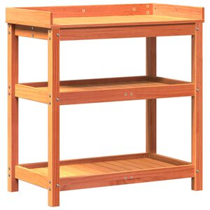 vidaXL Table de rempotage avec &eacute;tag&egrave;res marron bois massif de pin