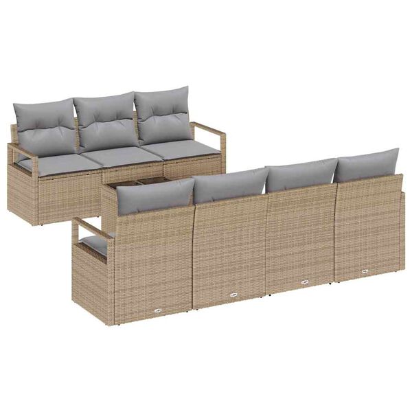 vidaXL Ensemble de canap&eacute; de jardin 8 pcs Beige, Gris 55 x 55 x 37 cm