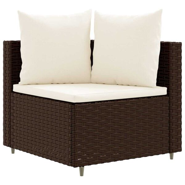vidaXL Salon de jardin avec coussins 3 pcs marron r&eacute;sine tress&eacute;e