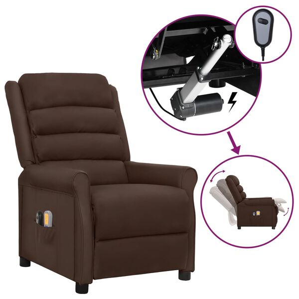 vidaXL Fauteuil de massage &eacute;lectrique Marron Similicuir