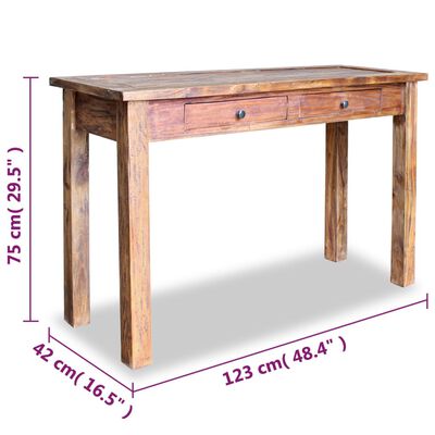 vidaXL Table console Bois de récupération massif 123 x 42 x 75 cm