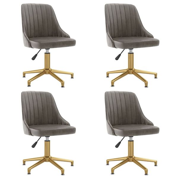 vidaXL Chaises pivotantes &agrave; manger lot de 4 gris clair velours