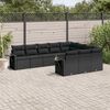 vidaXL Salon de jardin 10 pcs avec coussins noir r&eacute;sine tress&eacute;e