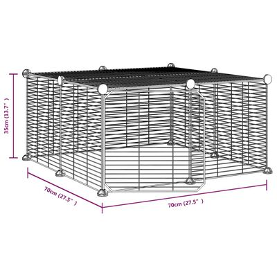 vidaXL Cage animaux de compagnie à 12 panneaux et porte Noir 35x35 cm