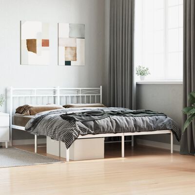 vidaXL Cadre de lit métal sans matelas et tête de lit blanc 150x200 cm