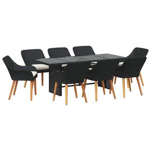 vidaXL Ensemble de salle à manger pour jardin 9 pcs Noir polyrotin