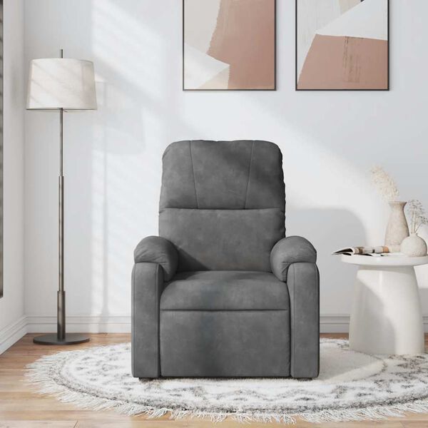 vidaXL Fauteuil inclinable de massage gris fonc&eacute; tissu microfibre