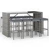 vidaXL Ensemble de bar de jardin 9 pcs avec coussins gris poly rotin