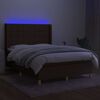 vidaXL Sommier &agrave; lattes de lit matelas et LED Marron fonc&eacute; 140x190 cm