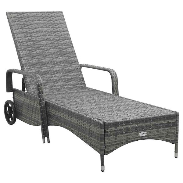vidaXL Chaise longue avec roues R&eacute;sine tress&eacute;e Anthracite