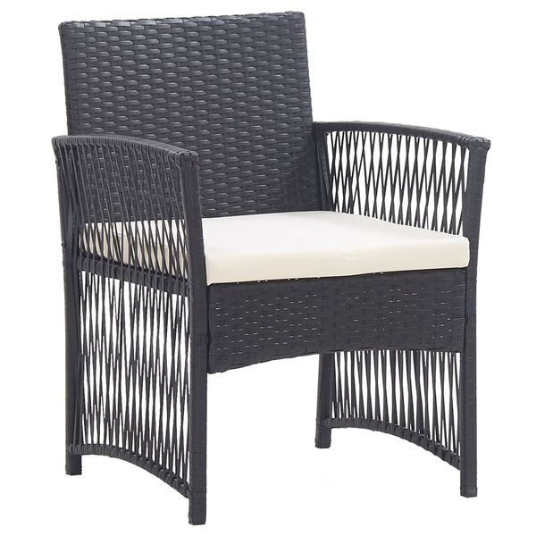 vidaXL Fauteuils de jardin avec coussins 2 pcs Noir R&eacute;sine tress&eacute;e